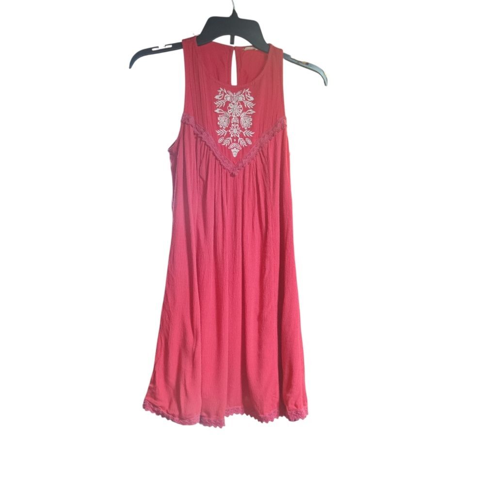 Hollister Embroidered Sleeveless Tank Dress Red Sz S - Picture 11 of 12